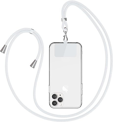Universal adatta a tutti gli smartphone, catenina da mettere al collo, supporto con cavo, catena per smartphone da portare in giro, cordoncino per telefono combinabile con ogni custodia-Bianco