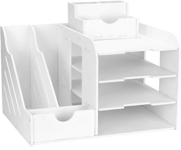 QWORK® Desk Organiser Tray, Letter Tray Organiser, Desk A4 Rack Paper Sorter Storage, For Home Office School,4-Tier
