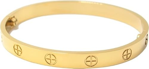 Soleil Collections Luxury Gold-Plated Stainless Steel Simple Style Love Bangle Bracelet for Women Men (Gold-19)