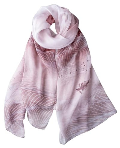 STORY OF SHANGHAI Seidenschal Damen 100% Seide, 30+ Farben XXL Blumen Seidentuch, Stola für Abendkleid Hochzeit, Seide Schal Halstuch, 175 * 110cm,Rosa,Neu Floating Cloud 01