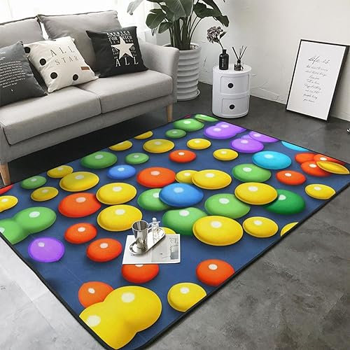Bunte Bälle, Wohnzimmerteppich, luxuriöser Teppich für Schlafzimmer, Spielzimmer, Küche, Flur, waschbar, 203 x 147 cm