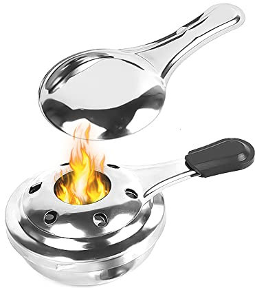 Lixada Edelstahl Alkoholkocher, Tragbarer Fondue Brenner Für Fondue Mini Alkoholbrenner Zubehör, Camping Spirituskocher für Fondue Speisewärmer, Picknick Rucksackreisen Reisen BBQ,Trockentopf-Küche