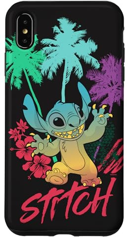 Disney Stitch Beach Vibes Hawai'i Hibiskus Blumen und Palmen Hülle für iPhone XS Max