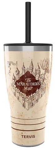Tervis Harry Potter The Marauder's Map Insulated Tumbler, 30oz - with Straw Lid, Stainless Steel