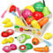 Pourbibi Jouet Bois Légumes Fruits de Coupe pour Dinette Enfant