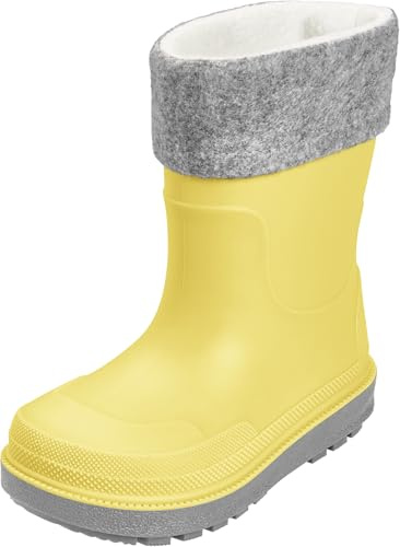 Playshoes Regenstiefel mit Futter (Herausnehmbar) Unisex Kinder Gummistiefel, Gelb Socke, 32 EU