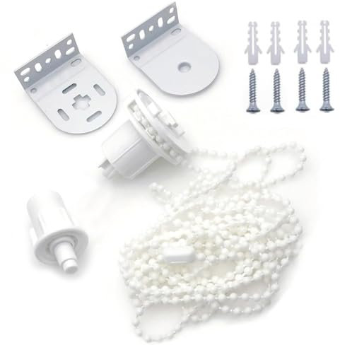Roller Blind Repair Kit 32mm Fittings White Accessories Spares Replacement Brackets With Beaded Chain for Curtain Rods