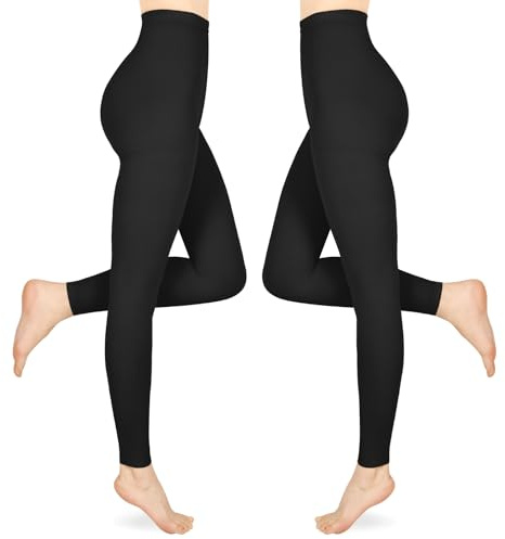 15-20 mmHg Medizinische Kompressionsstrumpfhose Damen & Herren Lang, 2 Paar Abgestufte Kompressionsstrümpfe Stützstrümpfe, Kompressionsleggins Damen für Krampfadern und Ödeme, Schwarz XL
