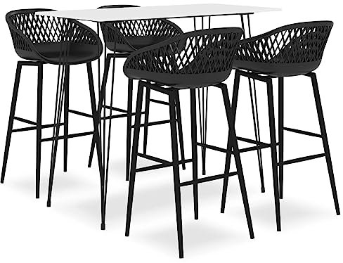 Sufrk 5-TLG. Bar-Set Weiß und Schwarz Eckbank KüChe Balkontisch KüChenbar Balcony Table