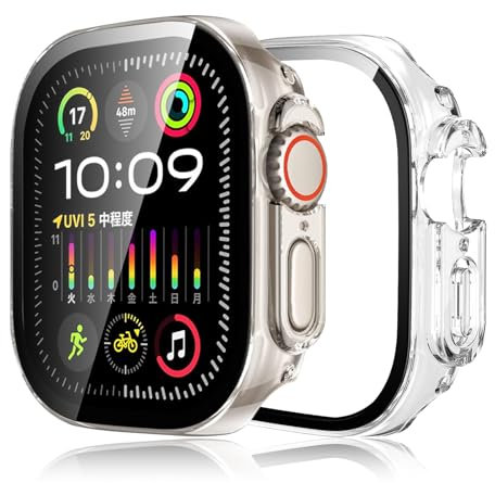 Haofun 2 Piezas Fundas Compatible con Apple Watch Ultra 3 49mm, para Protector Pantalla Cristal Templado HD Protección Completa PC Dura Estuche Case - Transparente