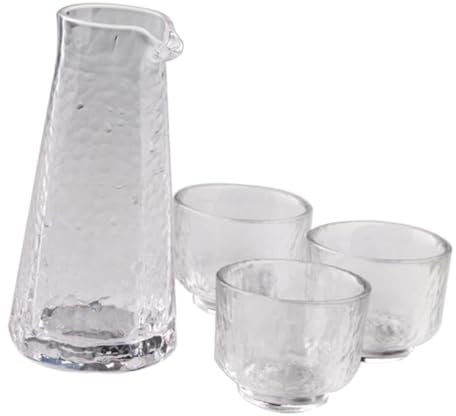 ABOOFAN Japanische Sake-kanne 3 Tassen Set Aus Glas Für Sake Wein Tee Und Andere Getränke Zur Unterhaltung