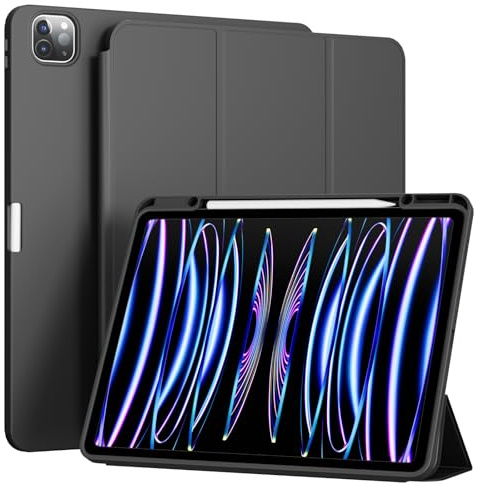 GKABXY Funda para iPad Air de 13 pulgadas (M3/M2) 2025/2024, iPad Pro de 12.9 pulgadas 6ª/5ª/4ª generación 2022/2021/2020, cubierta trasera de TPU suave con soporte para lápices, encendido y apagado