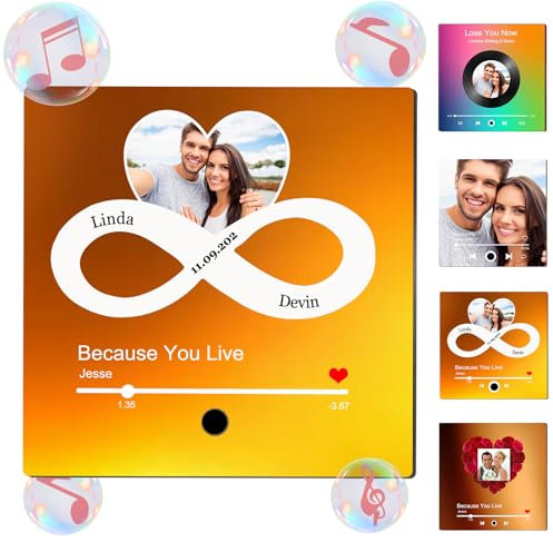 Custom Music Fridge Magnet with Photo Personalised Refrigerator Sticker Customised Christmas Valentine's Day Gift