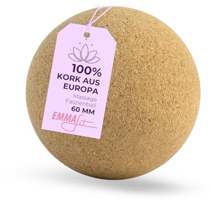 EMMAfit Kork Faszienball I 60 mm I Faszienkugel zur Selbstmassage aus Kork I Selbstmassage-Ball für Triggerpunkt-Massage & Faszientraining I langlebiger Faszien-Massageball I mittelharter Korkball