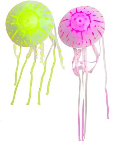 COLORLIFE Lot de 2 méduses décoratives réalistes en silicone non toxique pour aquarium