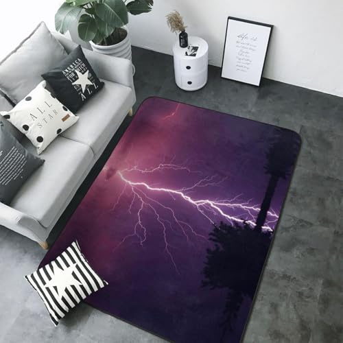 Thunderstorm Teppich für Wohnzimmer, Schlafzimmer, 12,7 x 17,8 cm, weicher Überwurf, waschbar, rutschfest, für den Innenbereich, Schlafzimmerdekoration, ästhetisch