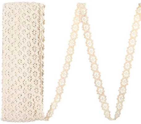 BOHUIZ 15 Yard Vintage Spitzenband, Schleifenband Beige Baumwolle Spitzenborte Dekoband Zierband Spitzenborte für Nähen Handwerk Hochzeit Deko Geschenkbox