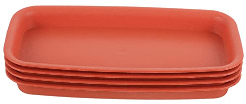 VANZACK 4pièces Plateau De Drainage pour Plantes Plastique Saucisses Rectangulaires pour Pot De Fleurs Couleur Brique Anti-Fuite Et Durable pour Intérieur Et Extérieur