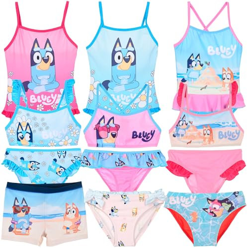 BlueY - Bambina Costume da Bagno Intero 1 Pezzo o Bikini 2 Pezzi Monokini - Bambino Slip Pantaloncino Parigamba Boxer Mare Piscina - Licenza Ufficiale [18003 Intero Fucsia - 5 Anni]