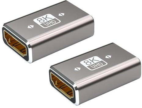 Xatgiouy 2 Pcs HDMI Coupler 8K 2.1, 2.1 Female to Female Adapter, HDMI Connector for 8K@60Hz, 4K@120Hz, 2K, 1080p, 3D, ARC, HEC, HDCP, Dolby True HD, HDTV, PC, Laptop, Xbox, PS4, Monitor Projector