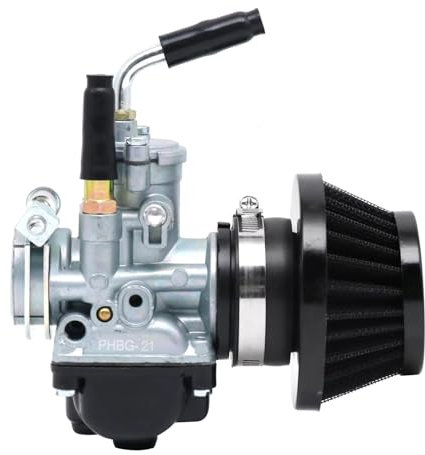 Moto Filtro Aspirazione Moto PHBG Carburatore Set Carburador Filtro Aria 4 Tempi 17,5mm 19,5mm 21mm AD Racing Motor Scooter Ciclomotore Filtro Aspirazione Moto(21mm)