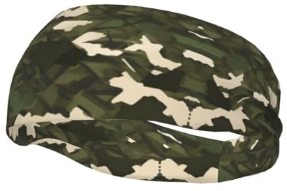 Vielseitiges Sport-Schweißband, YYHHAOFA Army Camouflage-Druck, dehnbares und feuchtigkeitsableitendes Stirnband für Yoga, Fitness