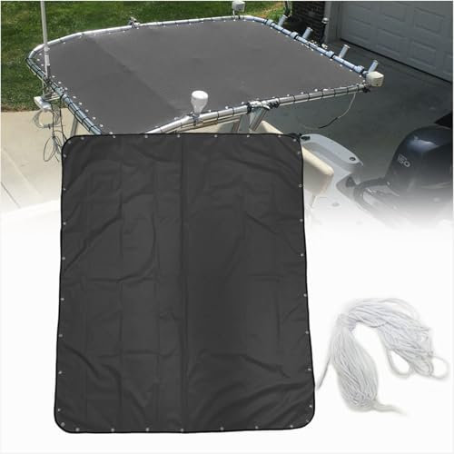 Cubierta de lona con sombra en T para barco, consola central de barco, toldo Bimini, marino 600D impermeable (66 pulgadas de largo x 47 pulgadas de ancho, negro)