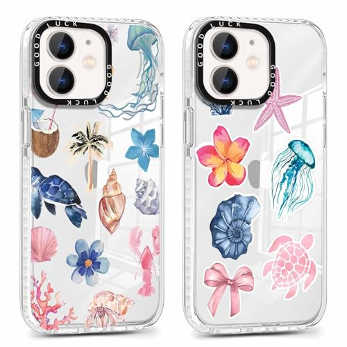 Vxinvnoi 2 Stück Handyhülle für iPhone 11 Hülle,Blumen Motiv Aesthetic Bunt Meer Sommer Muster Mädchen Case, Transparent Weich Silikon Dünn TPU Bumper Stoßfeste Schutzhülle Cover für iPhone 11 6,1,02