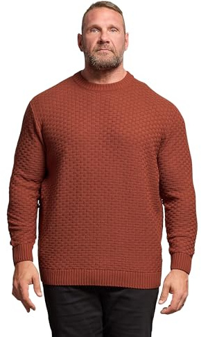 BadRhino Big & Tall Textured Crew Neck Knitted Jumper - Men's - Plus Size Curve