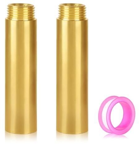 LALAGO 2 Pezzi 1/2 pollici x 80 mm Prolunghe per Rubinetto in Ottone, Prolunga di Collegamento DN15, Raccordo Prolunga Filettatura IG x AG, per Riscaldamento e Installazione Acqua Potabile