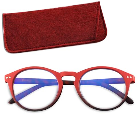 ABETOS Retro Rund Blaulichtfilter Lesebrille Damen Herren Federscharnier Leicht Flexibel Computer Lesehilfe Sehhilfe Brille 0,0 1,0 1,5 2,0 2,5 3,0