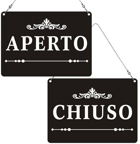 Cartello Aperto/Chiuso in Acrilico Stampa Doppia Faccia (con Catena) - Dimensioni 25×18 cm, Facile da Appendere, Robusto e Duraturo