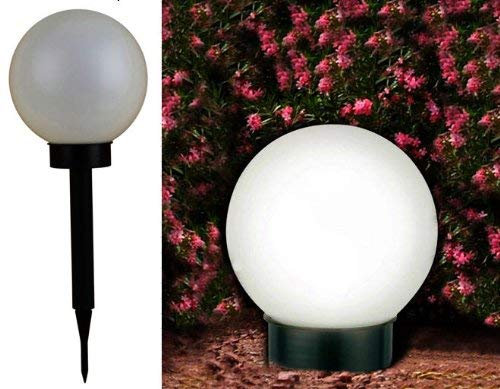 Spetebo LED Solarkugel 25cm mit Erdspieß - 4 weisse LEDs für angenehmens, gedämpftes Licht