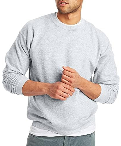 Hanes Felpa EcoSmart Maglia di Tuta, Cenere, XXL Uomo