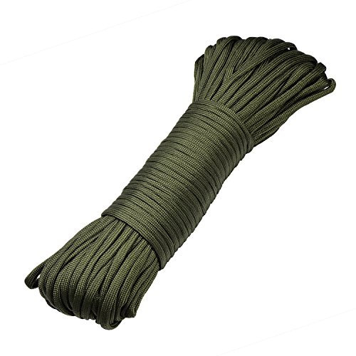 DonDon 30 Meter langes Stoffband Nylon-Schnur Paracord-Seil Survival Band zum Basteln und für Outdoor Camping Aktivitäten 4 mm - 7 Stränge Olive