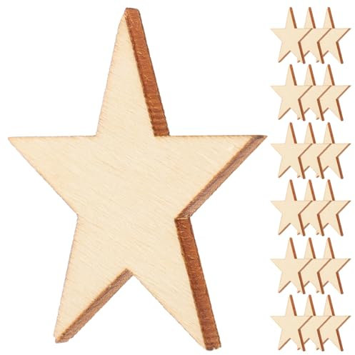 NUOBESTY 50 StüCk Holzsternscheiben Unbehandelte Holzsterne FüR Die Herstellung Von Weihnachts Hochzeits Und Kartenbastelprojekten