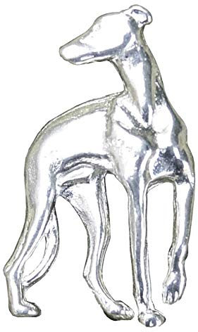 Windhund-Brosche, Windhund-Schmuck, handgegossen aus feinem Zinn von William Sturt, Hartzinn