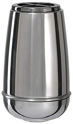 Grabvase aus Edelstahl Silber-gläzend mit schmalen Elementen (Wandvase) | Formschöne, Schlichte Grabvase oder Friedhofsvase aus witterungsbeständigem Edelstahl.