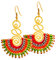 Boho Ohrringe von Stand Tall Accessories Gold Ohrringe für Frauen, handgefertigt mit Kupfer und bunten Baumwolle Cord für einen Trendy Look am besten für alle Outfits (Grün Orange Rot Grau)