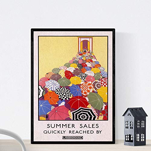 Nacnic Vintage Poster Vintage Poster Europa. Regenschirm in London. A4-Format