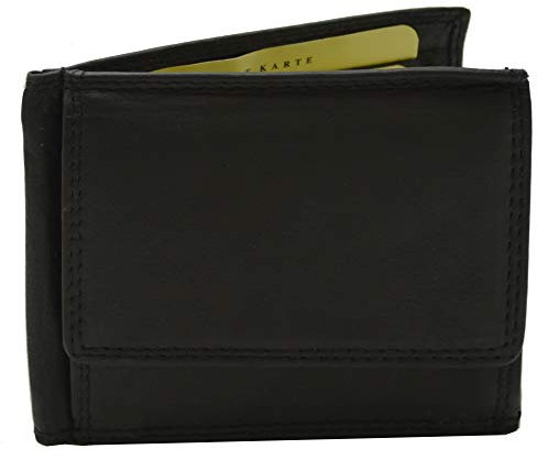 flevado Herren Geldbörse Dollar Clip Geldscheinclip Maxi Münzfach Echt Leder schwarz