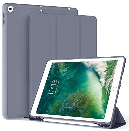 ZOYU Hülle für iPad 6. 5. Generation 2018 2017, Hülle mit Stifthalter für iPad 6/5, Silikon Schutzhülle für i Pad 9,7 Zoll, Automatisches Einschlafen/Aufwachen, Violett
