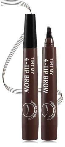 Augenbrauen-Tätowierungsstift, Microblading-Augenbrauenstift, 4-Punkte-Augenbrauenstift, langlebiges Make-up Professionelle natürliche Augenbrauen, Abdeckung spärlicher Bereiche (02#Dunkelbraun)