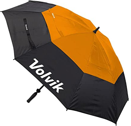 Volvik Golf Regenschirm Automatik XXL 157 cm hoch Regenwindschutz Doppelschicht Fiberglas, schwarz/orange, Einheitsgröße, Golf
