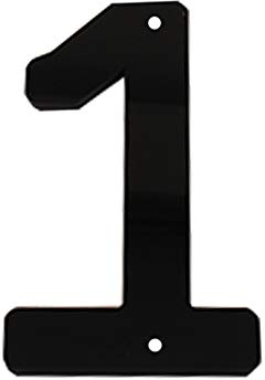 House Number Sign 6 Inch (15 cm) Large Modern Acrylic Plastic Door Numbers, Thick Signage Plaque Self-adhesive & Screws Street Home Address Number Mailbox Numbers, Black [Number 1]