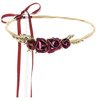 Blüten-Kranz Blumen-Kränzchen Haarreif Rosen in bordeaux rot bordo Blumen-Kinder JGA-Party Junggesellinnen-Abschied Braut Kopfschmuck Hochzeit Verkleidung Deko Accessoires Zubehör Frauen & Mädchen