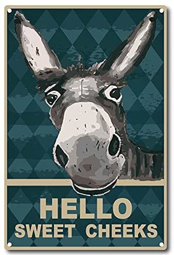 CREATCABIN Hola, Cartel de Mejillas Dulces, Cartel de Chapa de Metal Vintage para Baño, Cocina, Café, Decoración de Pared, 8 x 12 Pulgada