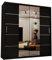 MN Furniture Modern Leads Double Sliding Doors Wardrobe Free Standing Bedroom Furniture (Black, 203cm)