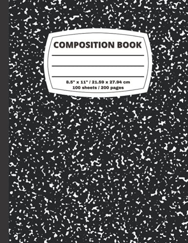 Composition Book: Black and White Marble Cover Composition Notebook, College Ruled, 200 pages, 8.5 x 11, Book for School and Students for Writing and Journaling