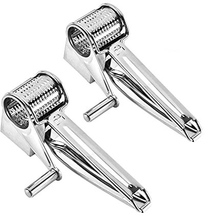 Râpe À Fromage Rotative Hachoirs À Légumes En Acier Inoxydable Multifonctionnel Mandoline Trancheuse Chopper Râpes Rondes Spiralizer Gadgets De Cuisine (2 Pcs)